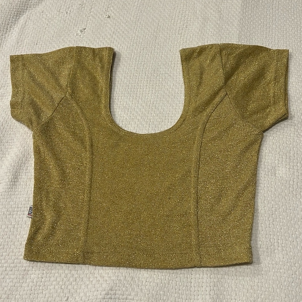 Glittery gold knit crop top